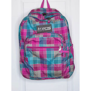 Trans by JanSport Pink Plaid Backpack School /Travel